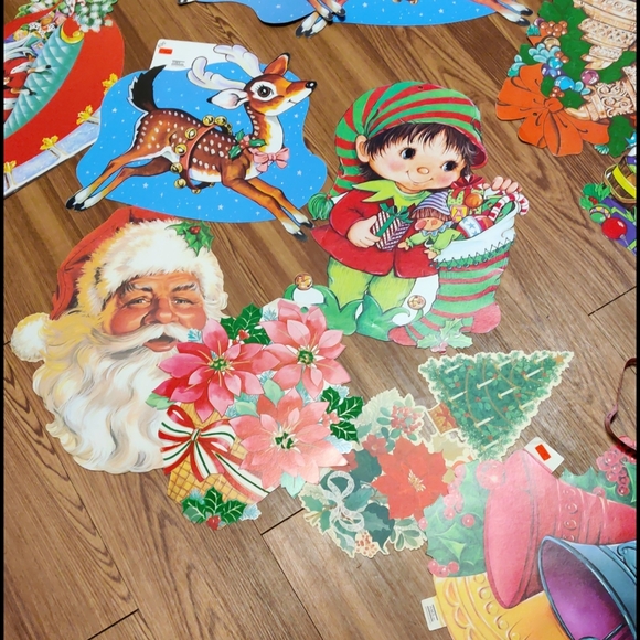 Vintage 1970s 80s Christmas cutouts window - Picture 4 of 16